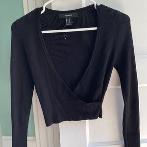 NWOT black ribbed knit crop top
